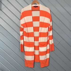 Boston Proper Soft Striped White Orange Duster